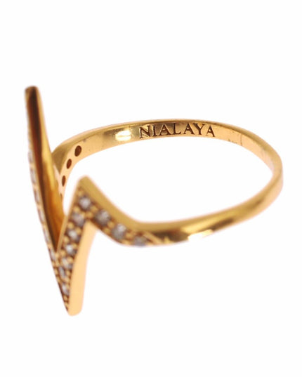 Nialaya Gold 925 Silver Womens Clear CZ 18K Ring