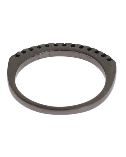 Nialaya Black CZ Rhodium 925 Silver Womens Ring