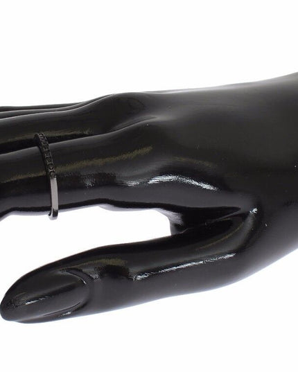 Nialaya Black CZ Rhodium 925 Silver Womens Ring