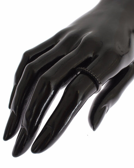 Nialaya Black CZ Rhodium 925 Silver Womens Ring