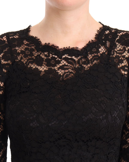 Dolce & Gabbana Black Cotton Lace Mermaid Long Sleeves Dress