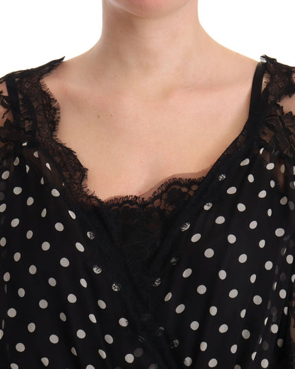 Dolce & Gabbana Black Lace Floral Polka Maxi Capri Dress