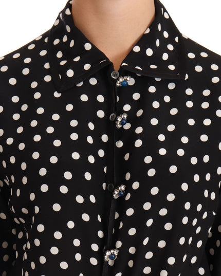 Dolce & Gabbana Black White Crystal Sequined Floral Dress