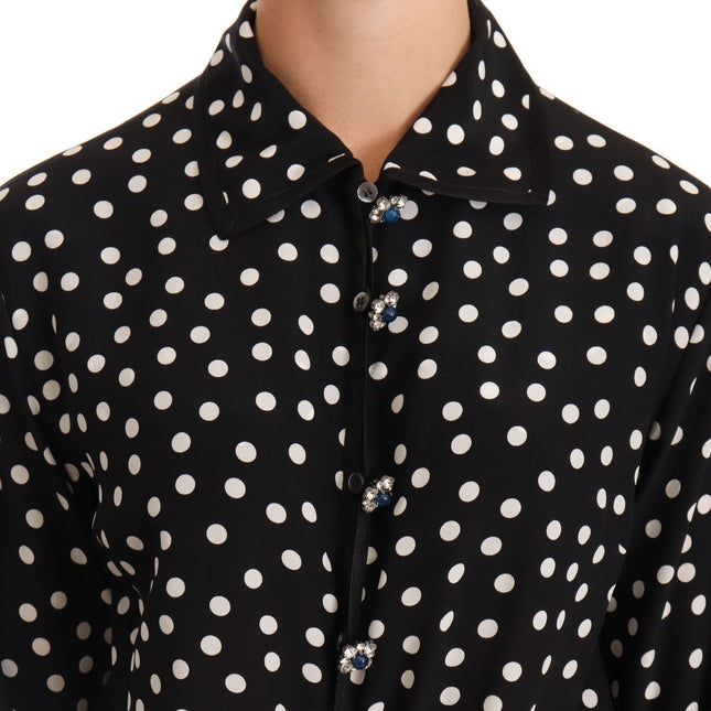 Dolce & Gabbana Black White Crystal Sequined Floral Dress