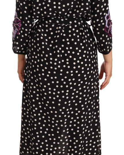 Dolce & Gabbana Black White Crystal Sequined Floral Dress