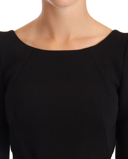 Dolce & Gabbana Black Wool Stretch Sheath Open Back Dress