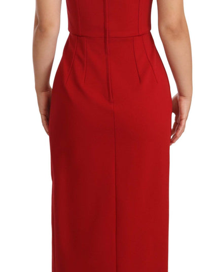 Dolce & Gabbana Red Sweetheart Sleeveless Midi Stretch Dress