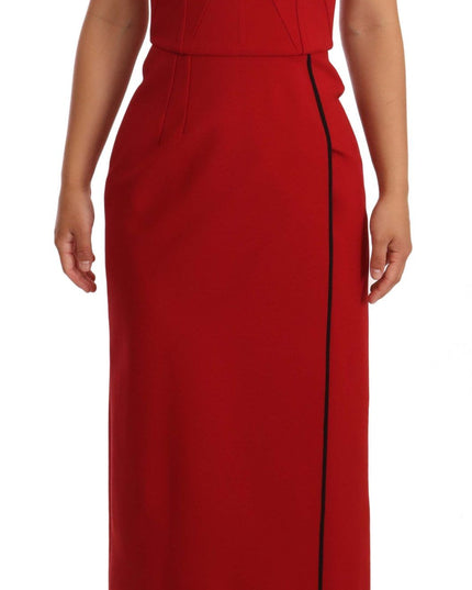 Dolce & Gabbana Red Sweetheart Sleeveless Midi Stretch Dress