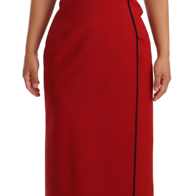 Dolce & Gabbana Red Sweetheart Sleeveless Midi Stretch Dress