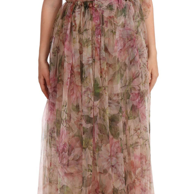 Dolce & Gabbana Multicolor Floral Print Long Maxi Gown Dress
