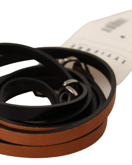 Costume National Brown Leather Silver Tone Buckle Belt