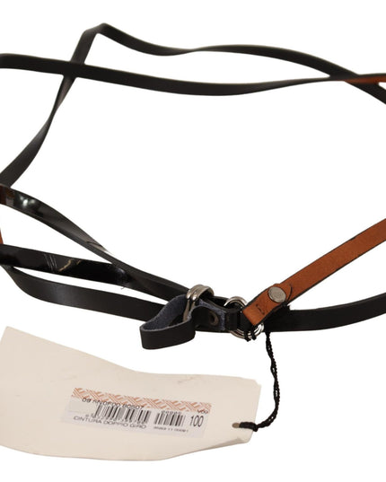 Costume National Brown Leather Silver Tone Buckle Belt