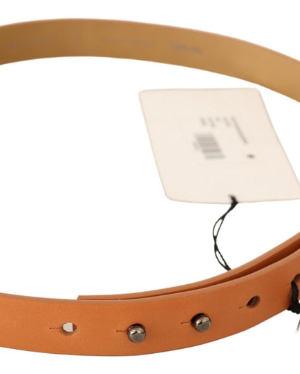 Costume National Orange Leather Silver Fastening Belt