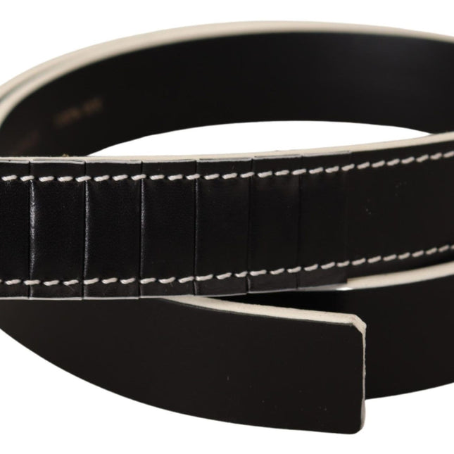 Costume National Black White Leather Fashion Waist  Belt