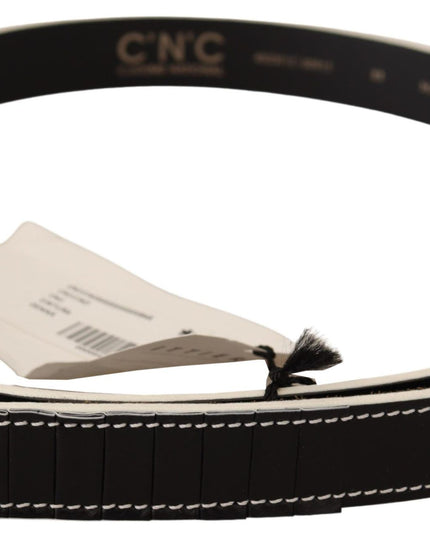 Costume National Black White Leather Fashion Waist  Belt