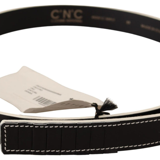 Costume National Black White Leather Fashion Waist  Belt