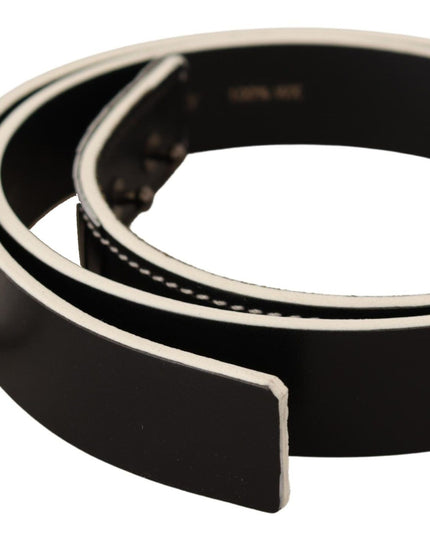 Costume National Black White Leather Fashion Waist  Belt