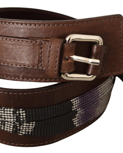 Costume National Brown Leather Silver Buckle Belt