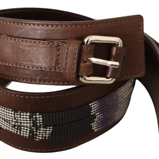 Costume National Brown Leather Silver Buckle Belt