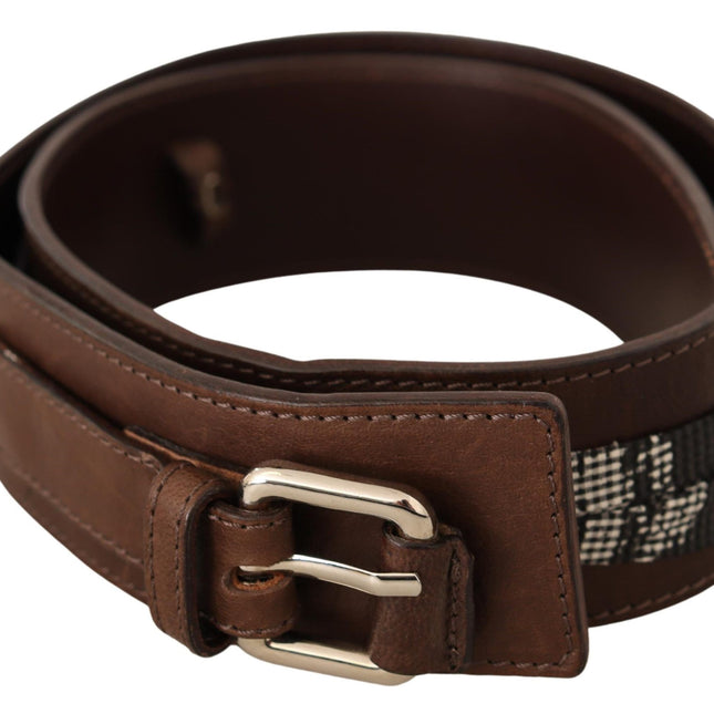 Costume National Brown Leather Silver Buckle Belt