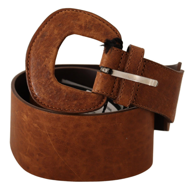 Costume National Brown Leather Fashion Waist Buckle Belt