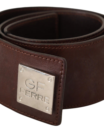 Costume National Belt Black Leather Silver Buckle Waist Belt