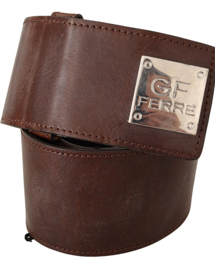 Costume National Belt Black Leather Silver Buckle Waist Belt