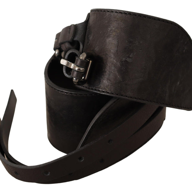 Costume National Dark Brown Leather Double Buckle Belt