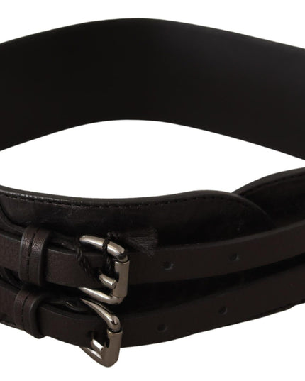 Costume National Dark Brown Leather Double Buckle Belt