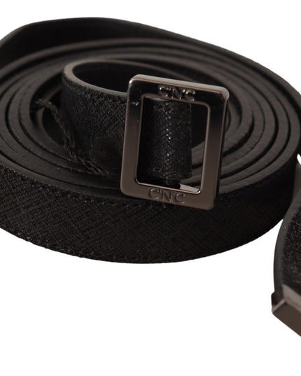 Costume National Black Leather Metal Buckle Waist Belt
