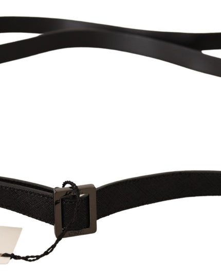 Costume National Black Leather Metal Buckle Waist Belt