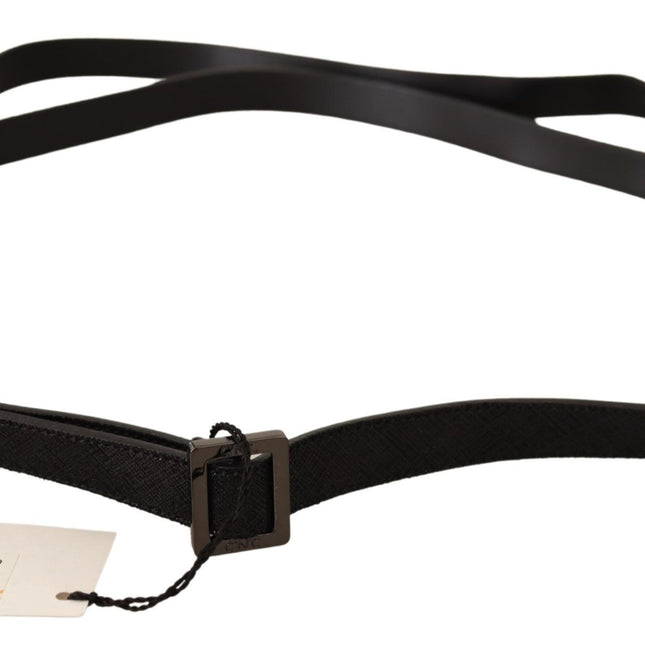 Costume National Black Leather Metal Buckle Waist Belt