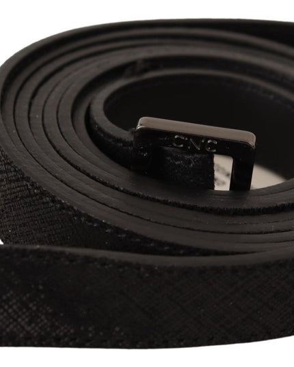 Costume National Black Leather Metal Buckle Waist Belt