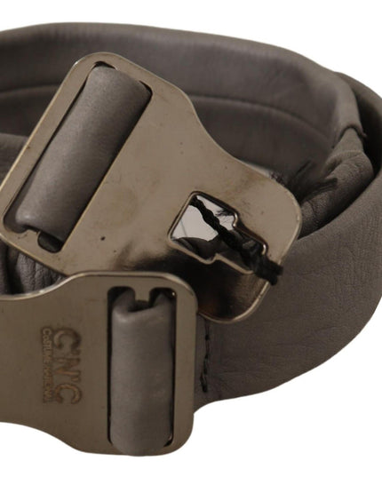 Costume National Gray Leather Silver Buckle Waist Belt