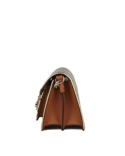 MCM Signature Berlin Gold Diamond Logo Leather Mini Flap Lock Crossbody Handbag