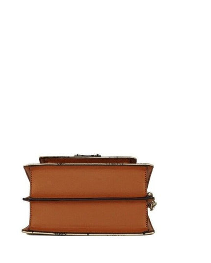 MCM Signature Berlin Gold Diamond Logo Leather Mini Flap Lock Crossbody Handbag