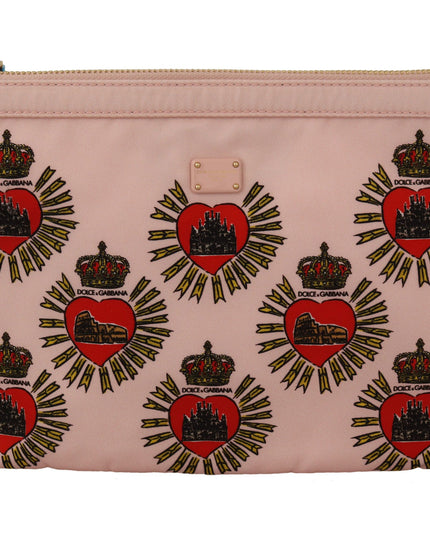 Dolce & Gabbana Clutch Pink D&G Logo Devotion Heart Toiletry Pouch Wallet