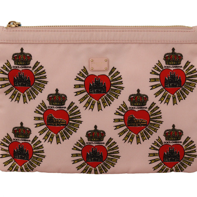 Dolce & Gabbana Clutch Pink D&G Logo Devotion Heart Toiletry Pouch Wallet