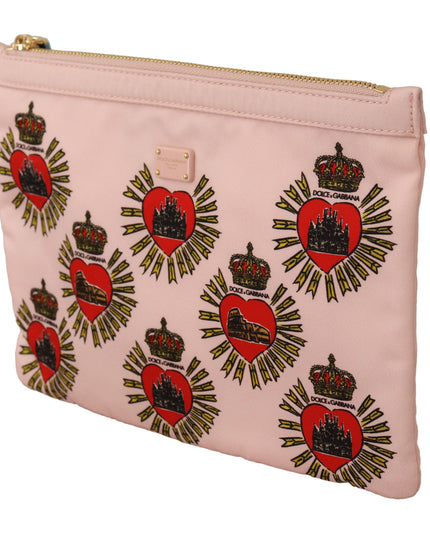 Dolce & Gabbana Clutch Pink D&G Logo Devotion Heart Toiletry Pouch Wallet