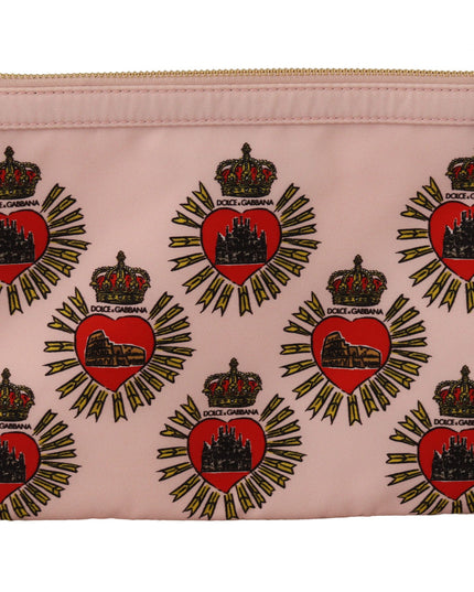 Dolce & Gabbana Clutch Pink D&G Logo Devotion Heart Toiletry Pouch Wallet