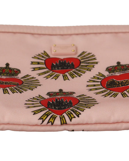 Dolce & Gabbana Clutch Pink D&G Logo Devotion Heart Toiletry Pouch Wallet