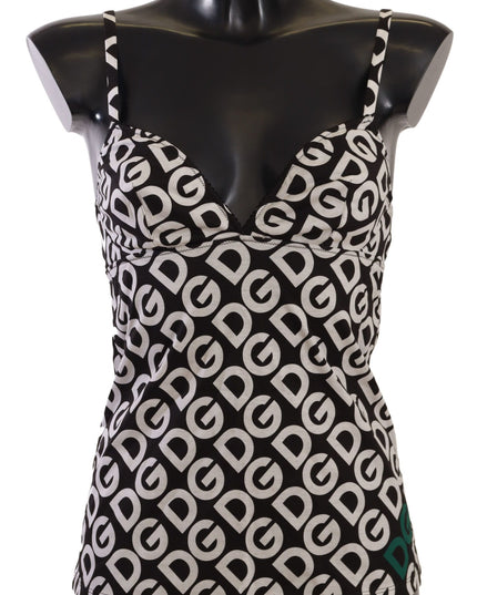 Dolce & Gabbana Black White Logo Print Camisole Top Underwear