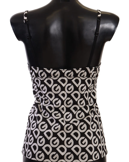 Dolce & Gabbana Black White Logo Print Camisole Top Underwear