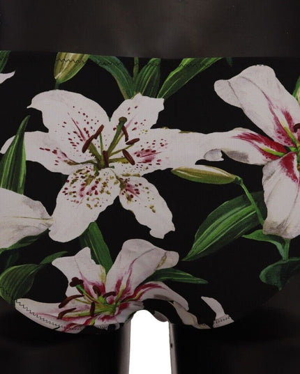 Dolce & Gabbana Bikini Bottom Black Lily Print Swimsuit Swimwear