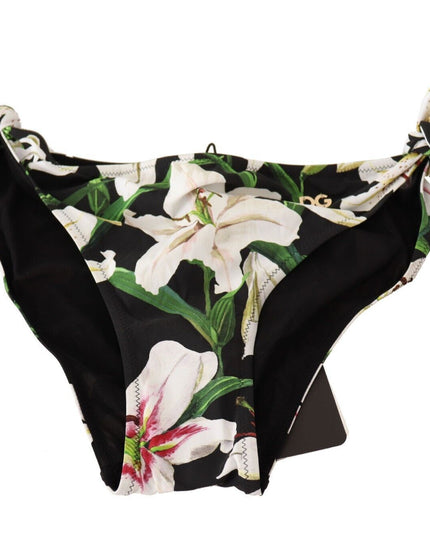 Dolce & Gabbana Bikini Bottom Black Lily Print Swimsuit Swimwear