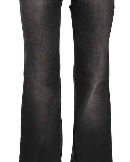 John Galliano Black Washed Mid Waist Flared Denim Casual Jeans