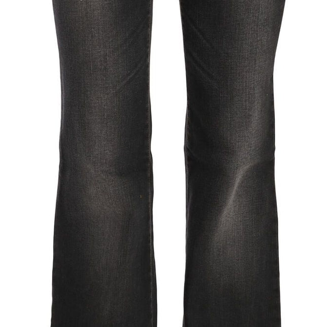 John Galliano Black Washed Mid Waist Flared Denim Casual Jeans