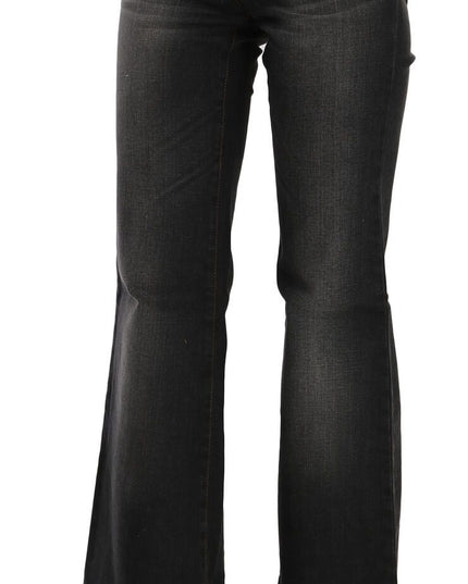 John Galliano Black Washed Mid Waist Flared Denim Casual Jeans