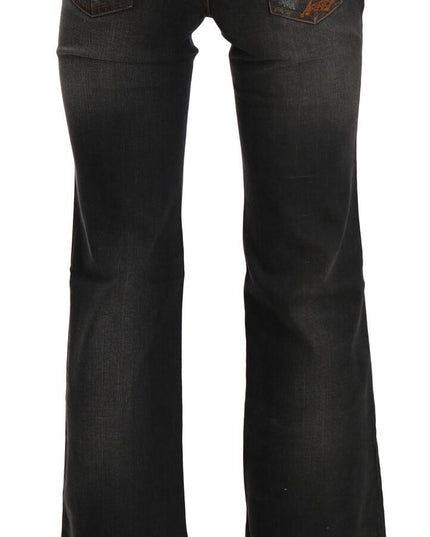 John Galliano Black Washed Mid Waist Flared Denim Casual Jeans