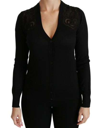 Dolce & Gabbana Black Lace Sweater Cardigan Sweater